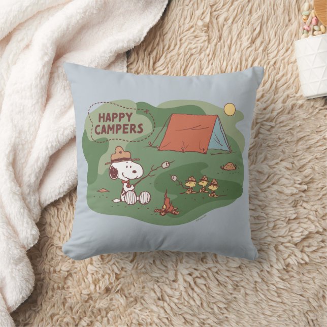 Peanuts | Snoopy & Woodstock Happy Campers Throw Pillow (Blanket)