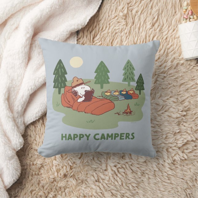 Peanuts | Snoopy & Woodstock Happy Campers Throw Pillow (Blanket)