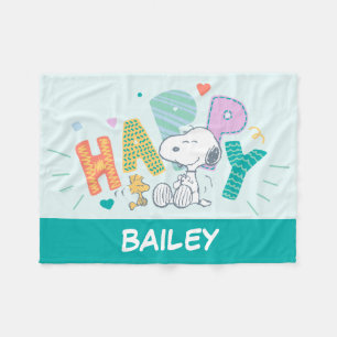 Peanuts   Snoopy & Woodstock Happy Fleece Blanket