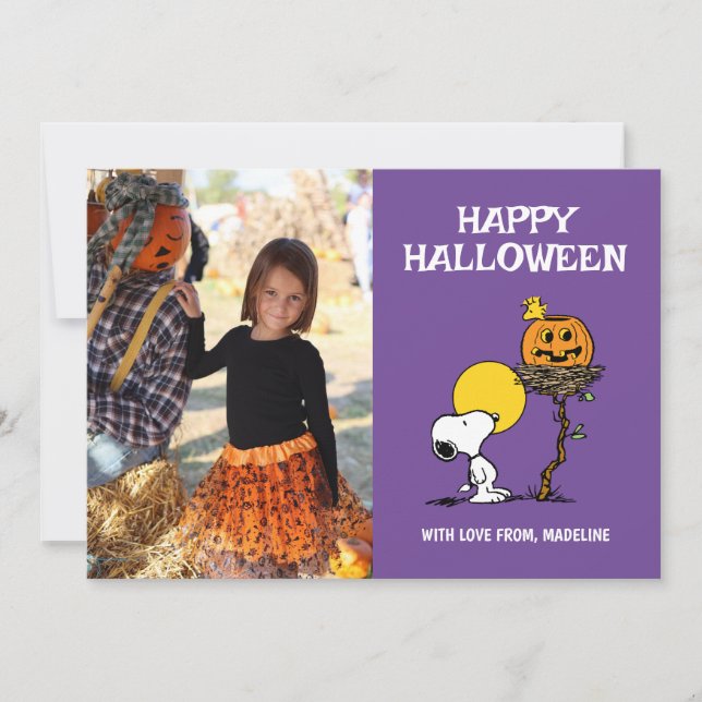 Peanuts | Snoopy & Woodstock Happy Halloween Holiday Card (Front)