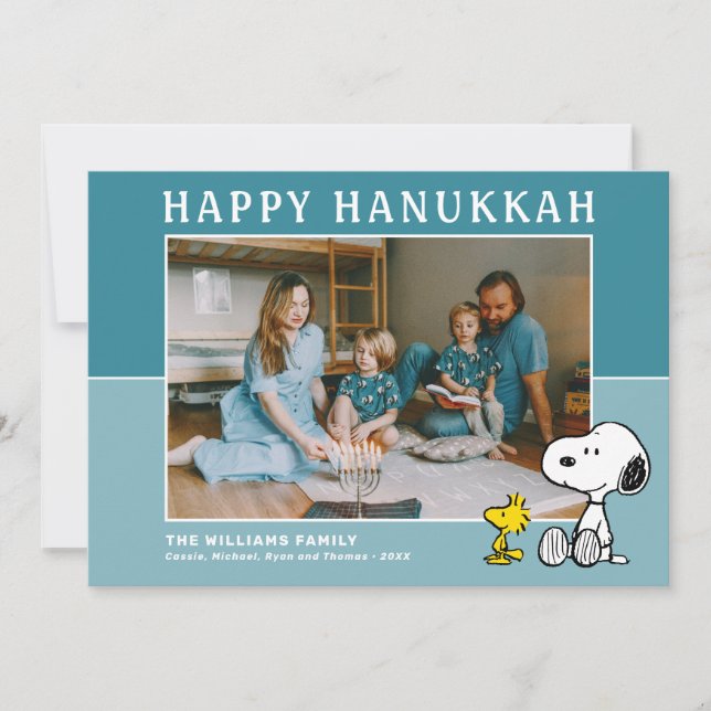 Peanuts | Snoopy & Woodstock Happy Hanukkah Holiday Card (Front)