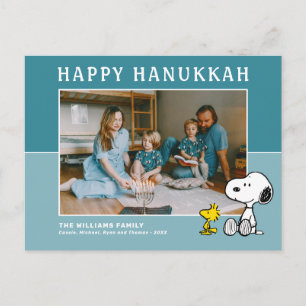 Peanuts Snoopy & Woodstock Happy Hanukkah Holiday Postcard