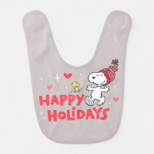 Peanuts   Snoopy & Woodstock Happy Holidays Baby Bib