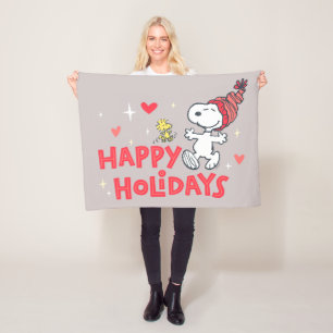 Peanuts Snoopy & Woodstock Happy Holidays Fleece Blanket