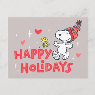 Peanuts   Snoopy & Woodstock Happy Holidays Holiday Postcard