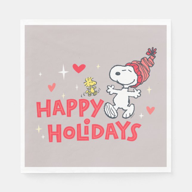 Peanuts | Snoopy & Woodstock Happy Holidays Napkins (Front)