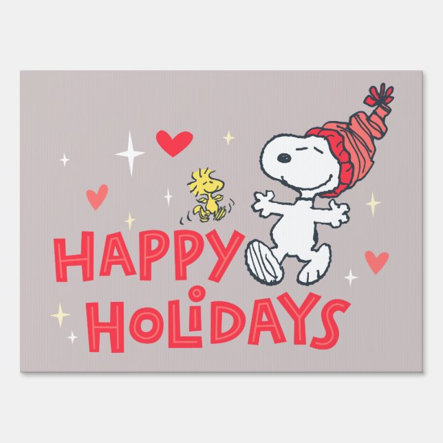Peanuts | Snoopy & Woodstock Happy Holidays Sign (Front)