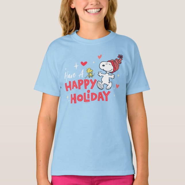 Peanuts | Snoopy & Woodstock Happy Holidays T-Shirt (Front)