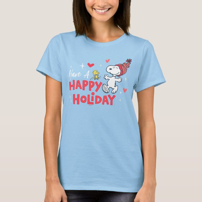 Peanuts | Snoopy & Woodstock Happy Holidays T-Shirt (Front)