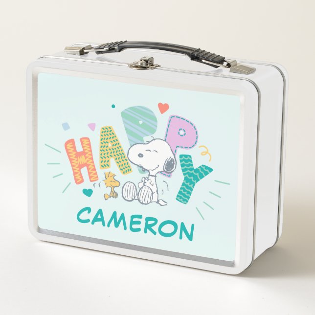 Peanuts | Snoopy & Woodstock Happy Metal Lunch Box (Front)