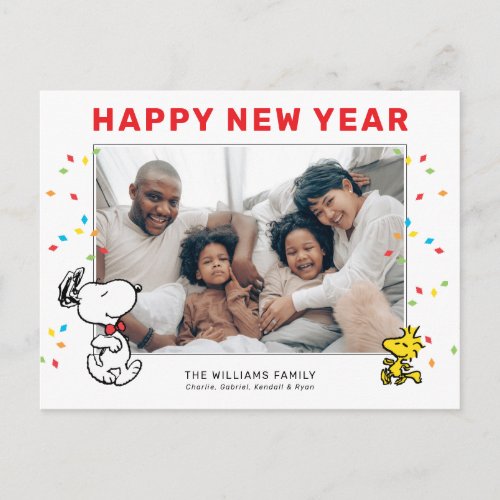 Peanuts  Snoopy  Woodstock Happy New Year Holiday Postcard