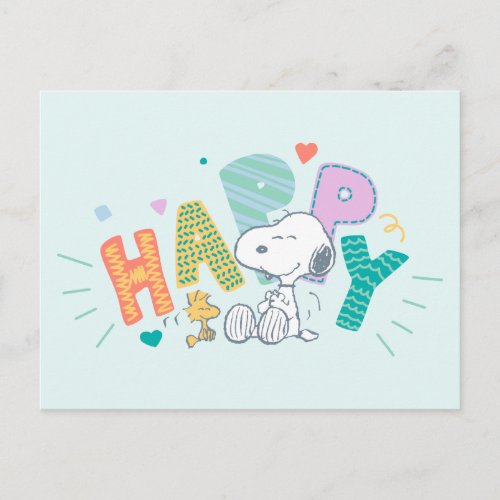 Peanuts  Snoopy  Woodstock Happy Postcard