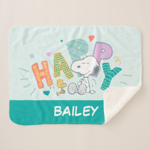 Peanuts   Snoopy & Woodstock Happy Sherpa Blanket