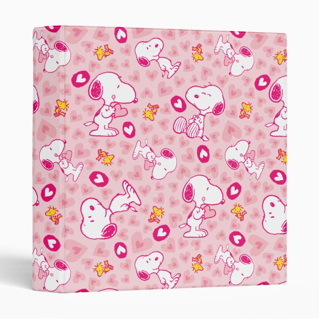 Peanuts | Snoopy & Woodstock Heart Pattern 3 Ring Binder (Front/Spine)