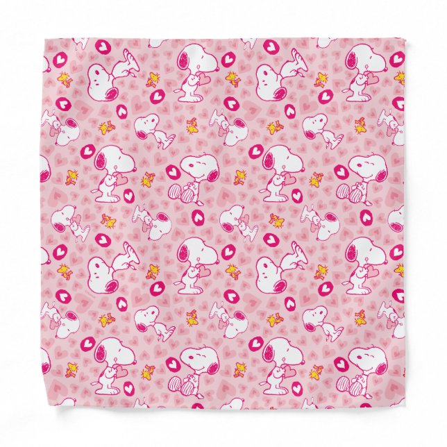 Peanuts | Snoopy & Woodstock Heart Pattern Bandana (Front)