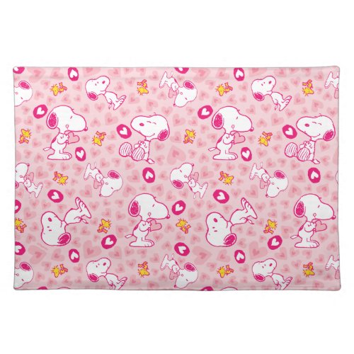 Peanuts  Snoopy  Woodstock Heart Pattern Cloth Placemat