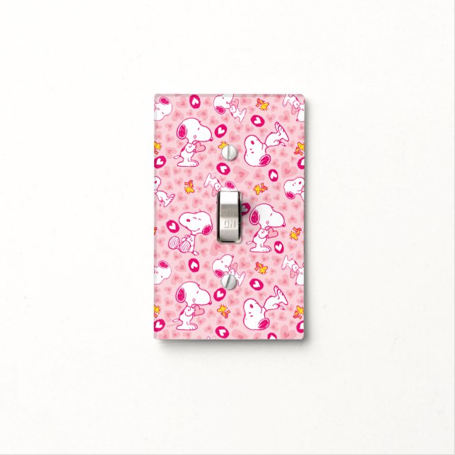 Peanuts | Snoopy & Woodstock Heart Pattern Light Switch Cover (In Situ)