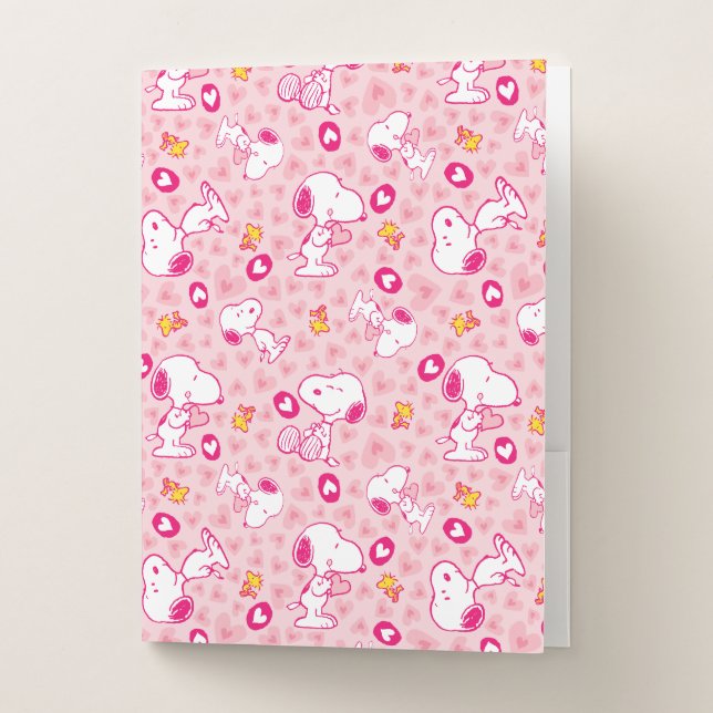 Peanuts | Snoopy & Woodstock Heart Pattern Pocket Folder (Front)