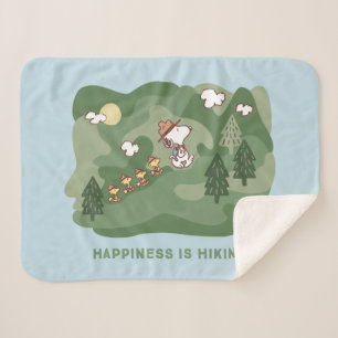 Peanuts Snoopy & Woodstock Hiking Sherpa Blanket