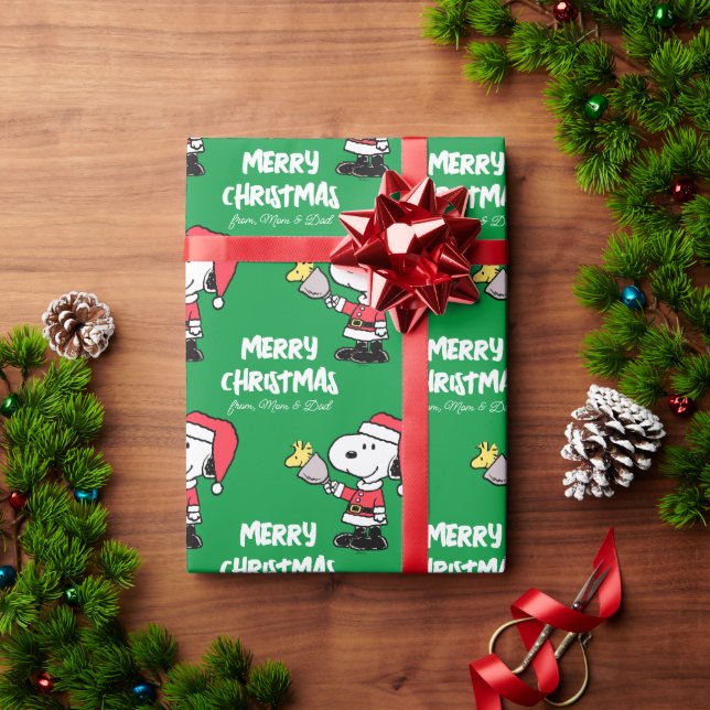 Peanuts | Snoopy & Woodstock Ho Ho | Add Your Name Wrapping Paper (Holiday Gift)