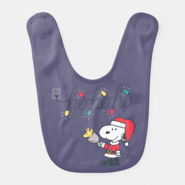 Peanuts | Snoopy & Woodstock Ho Ho Ho Baby Bib (Front)