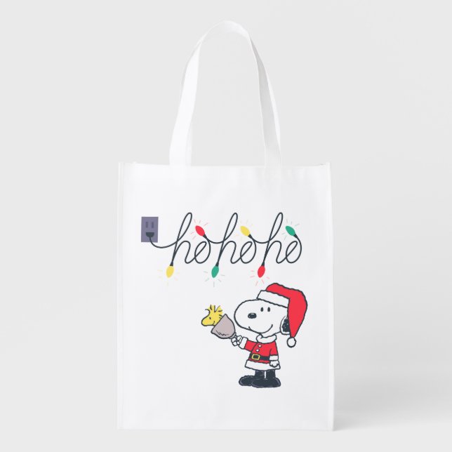 Peanuts | Snoopy & Woodstock Ho Ho Ho Grocery Bag (Front)