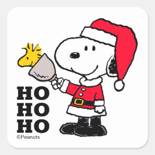 Peanuts Snoopy & Woodstock Ho Ho Ho Square Sticker