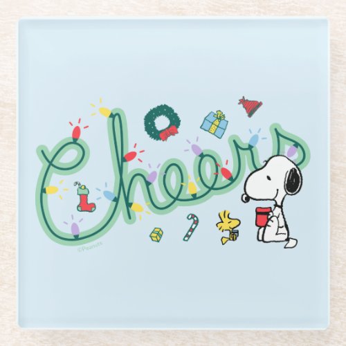 Peanuts  Snoopy  Woodstock Holiday Cheers Glass Coaster