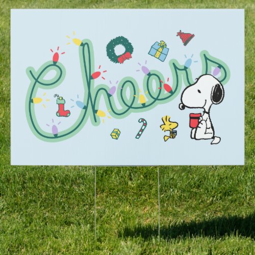 Peanuts  Snoopy  Woodstock Holiday Cheers Sign