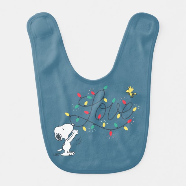 Peanuts | Snoopy & Woodstock Holiday Decorating Baby Bib (Front)
