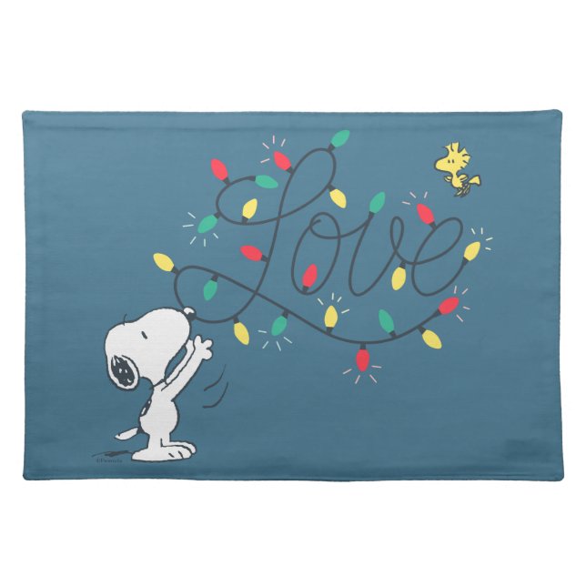 Peanuts | Snoopy & Woodstock Holiday Decorating Cloth Placemat (Front)