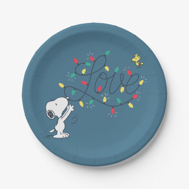 Peanuts | Snoopy & Woodstock Holiday Decorating Paper Plates (Front)