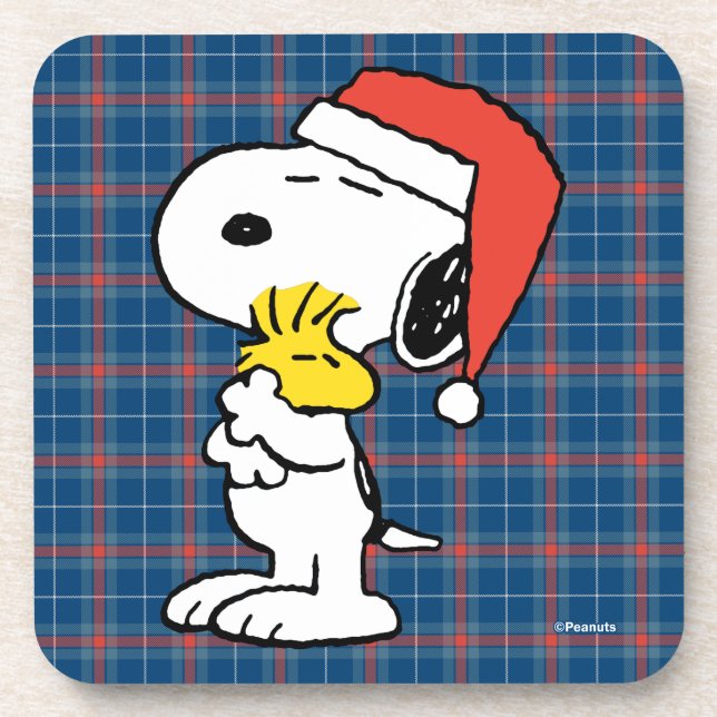 Peanuts | Snoopy & Woodstock Holiday Hugs Beverage Coaster (Front)