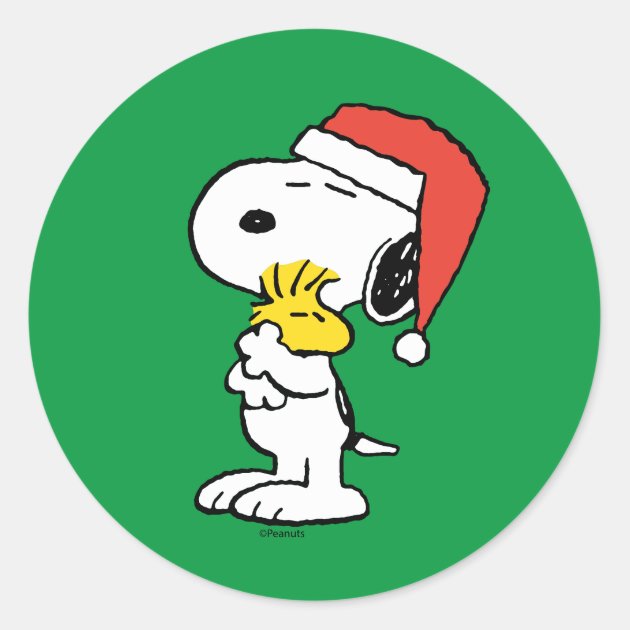 Peanuts | Snoopy & Woodstock Holiday Hugs Classic Round Sticker