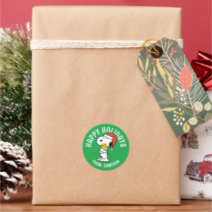 Peanuts Snoopy & Woodstock Holiday Hugs Classic Round Sticker