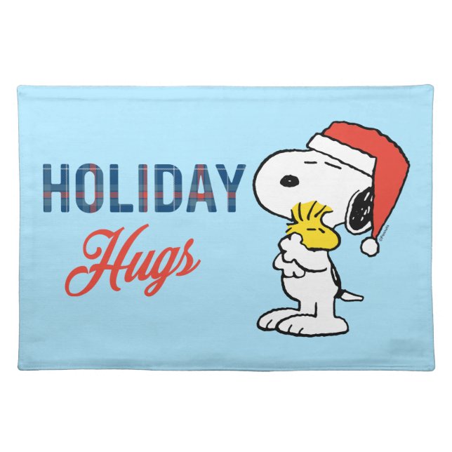 Peanuts | Snoopy & Woodstock Holiday Hugs Cloth Placemat (Front)