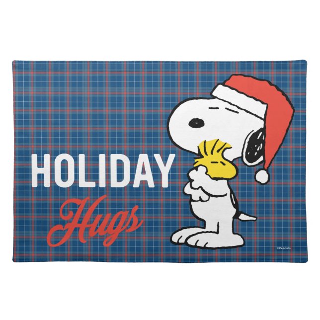 Peanuts | Snoopy & Woodstock Holiday Hugs Cloth Placemat (Front)