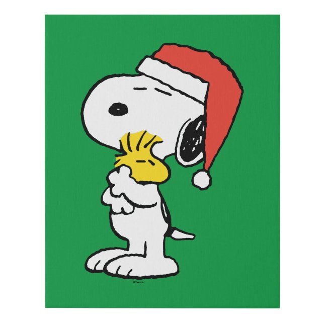 Peanuts | Snoopy & Woodstock Holiday Hugs Faux Canvas Print (Front)