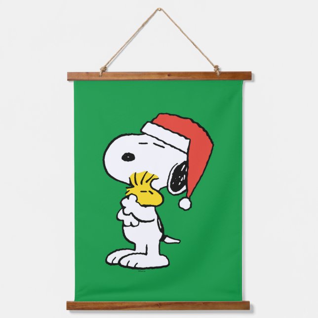 Peanuts | Snoopy & Woodstock Holiday Hugs Hanging Tapestry (Front)