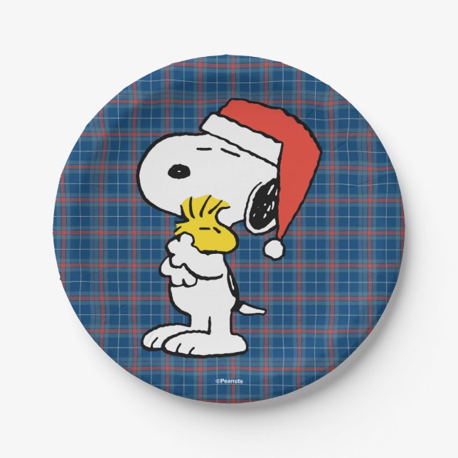 Peanuts | Snoopy & Woodstock Holiday Hugs Paper Plates (Front)