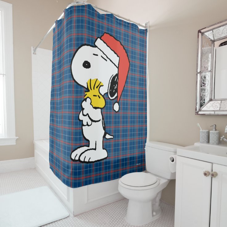 Peanuts Snoopy & Woodstock Holiday Hugs Shower Curtain Zazzle