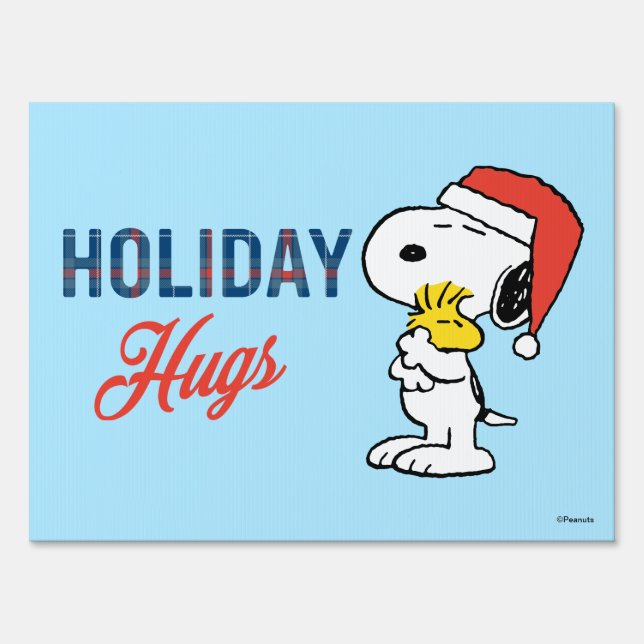 Peanuts | Snoopy & Woodstock Holiday Hugs Sign (Front)