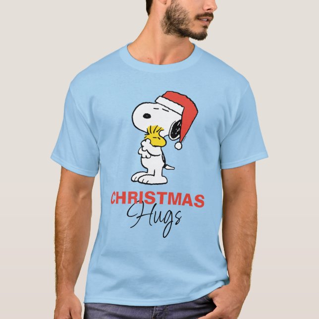 Peanuts | Snoopy & Woodstock Holiday Hugs T-Shirt (Front)