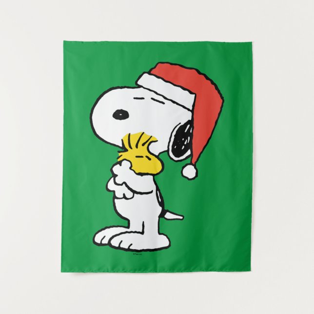Peanuts | Snoopy & Woodstock Holiday Hugs Tapestry (Front)