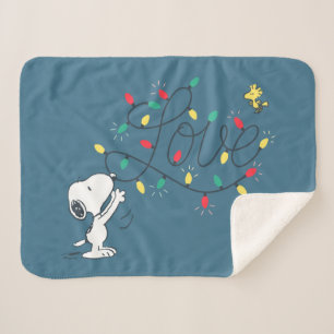 Peanuts Snoopy & Woodstock Holiday Sherpa Blanket