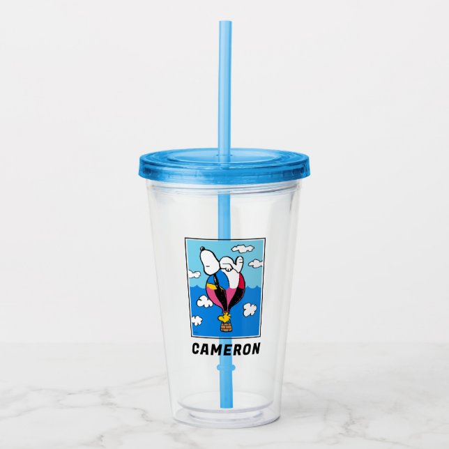Peanuts | Snoopy & Woodstock Hot Air Balloon Acrylic Tumbler (Front)