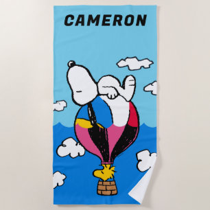 Peanuts Snoopy & Woodstock Hot Air Balloon Beach Towel