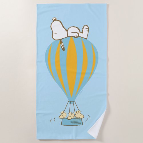 Peanuts  Snoopy  Woodstock Hot Air Balloon Beach Towel