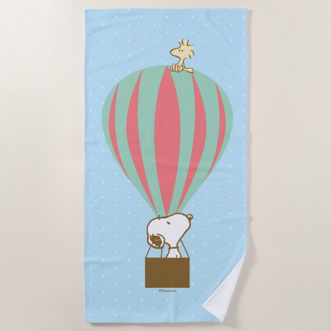 Peanuts | Snoopy & Woodstock Hot Air Balloon Beach Towel (Front)