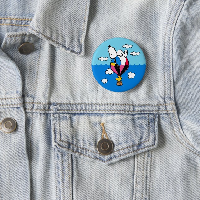 Peanuts | Snoopy & Woodstock Hot Air Balloon Button (In Situ)